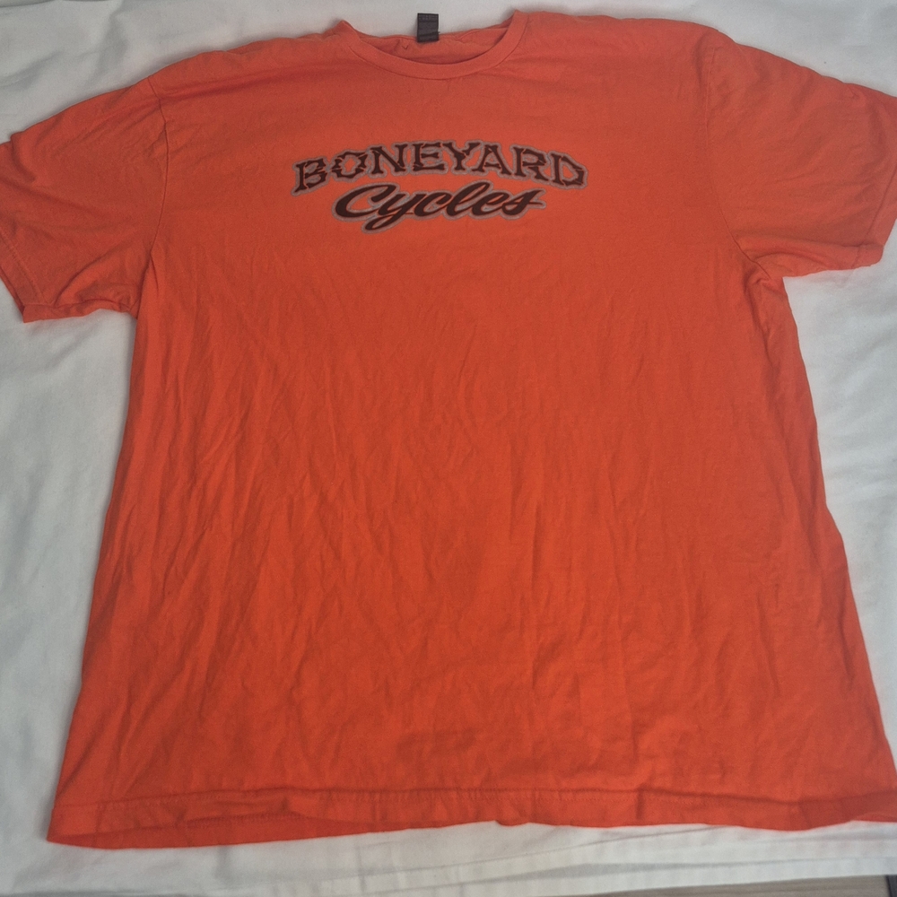 Men's XL MOTORCYCLE Boneyard CYCLES Anderson, SC Orange Shirt